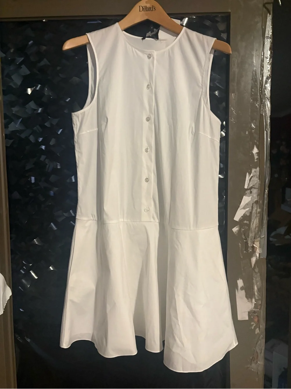Theory White Sleeveless Button-Front Mini Dress